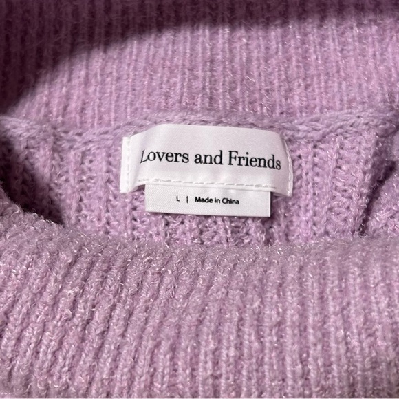 Lovers and Friends Jade Rib Knit Turtleneck Lavender Purple Sweater Sz L - Picture 5 of 7